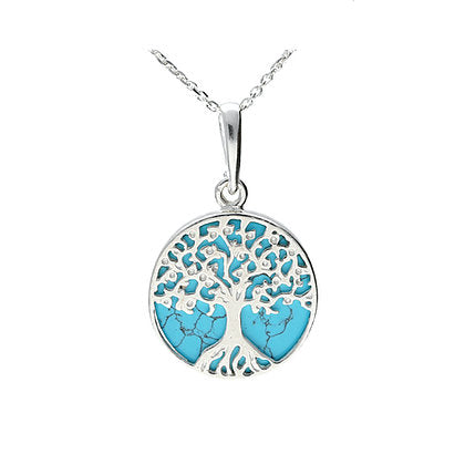 Turquoise Tree Disc Pendant