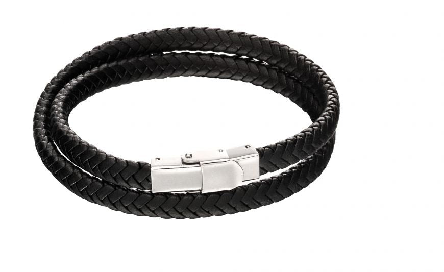 Gents Double Wrap Leather Bracelet