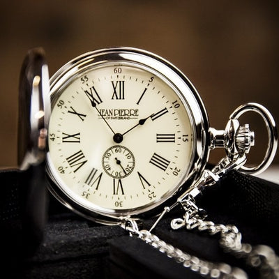 Peaky Blinder Style Chrome Plated Full Hunter Quartz Pocket Watch Mount Royal - D7