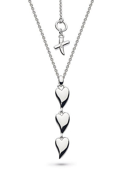 Kit Heath Desire Kiss Rhodium Plate Triple Hearts Necklace