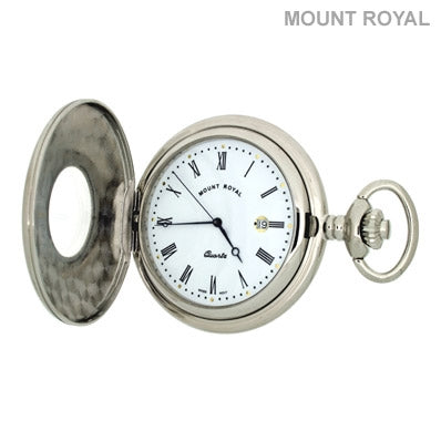 Peaky Blinder Style Chrome Plated Half Hunter Quartz Pocket Watch Mount Royal - B9 