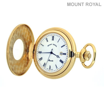 Peaky Blinder Style Gold Plated Half Hunter Quartz Pocket Watch Mount Royal - B8Q