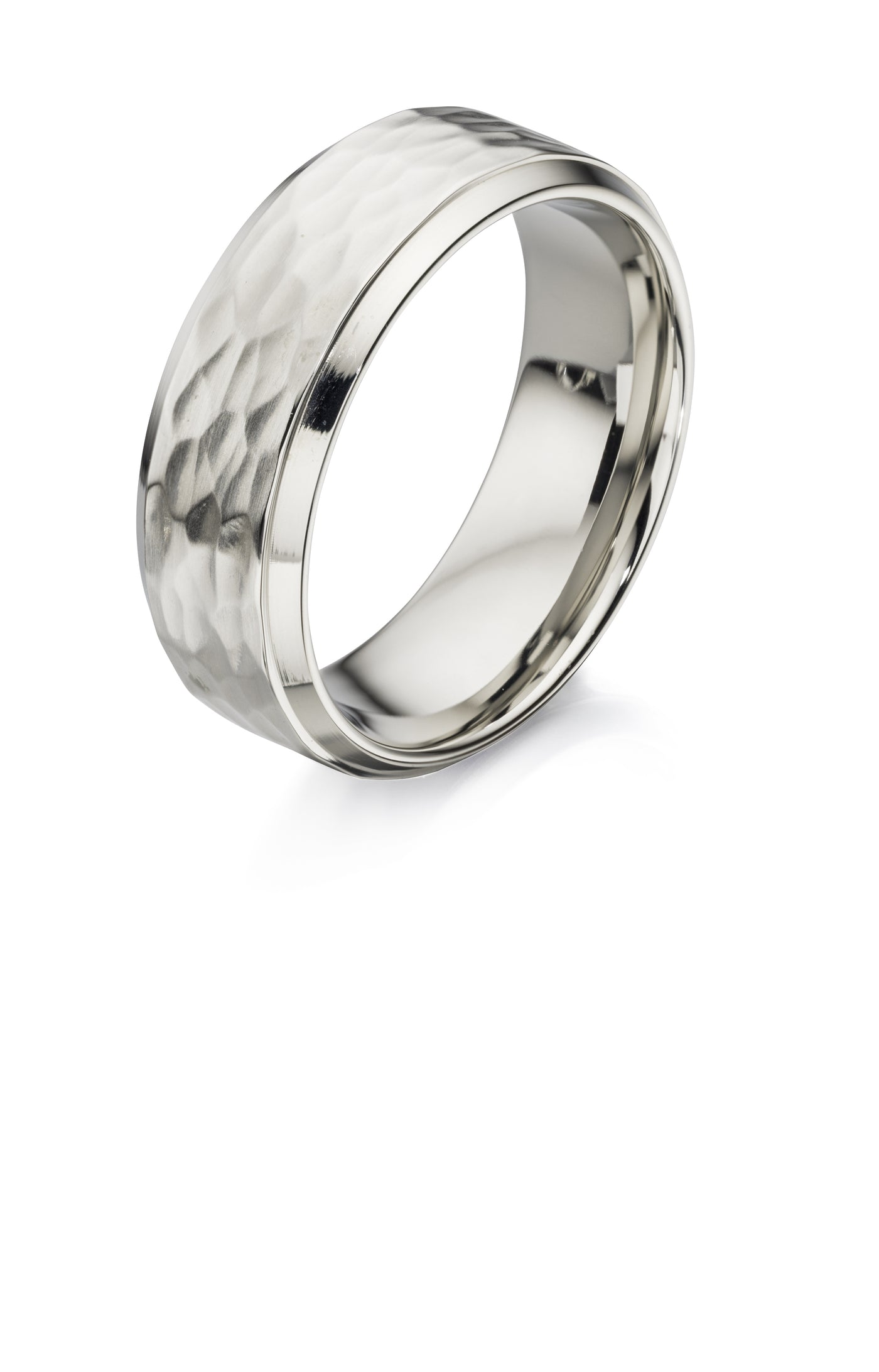 Fred Bennett Mens Stainless Steel Hammered Ring r3414