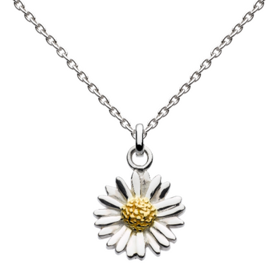 Dew Silver & Yellow Gold Daisy Flower Pendant 90cbgd