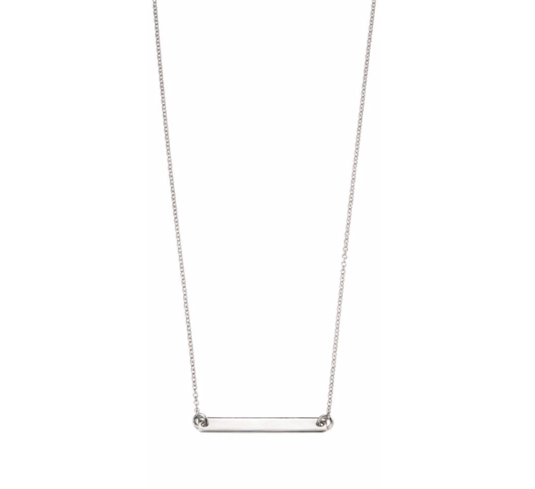 Silver Short ID Bar Necklace N4044