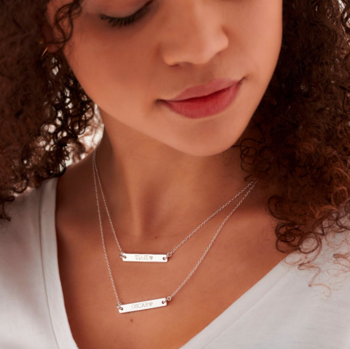 Silver Engravable ID Bar Necklace