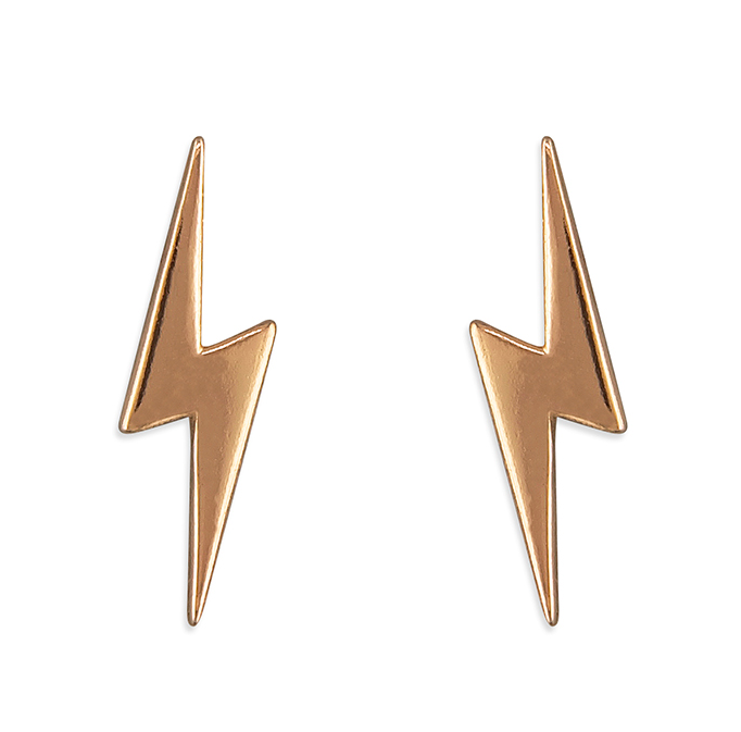 Rose Gold Lightning Bolt Stud Earrings