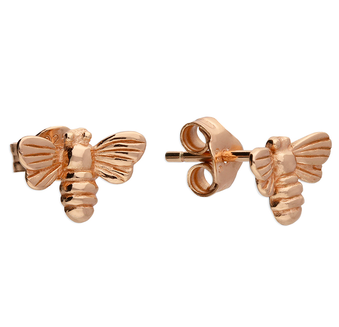 Rose Gold Bee Stud Earrings
