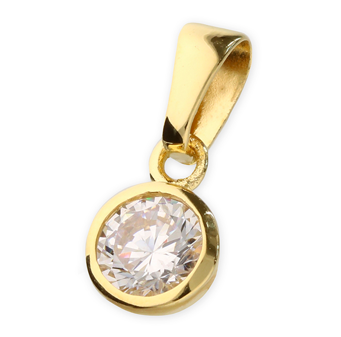 Yellow Gold Round CZ Pendant